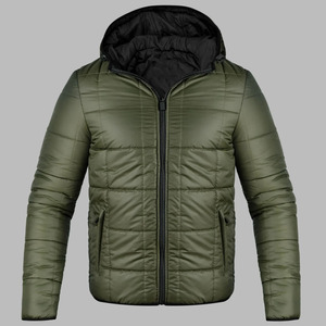 Blouson matelassé noir pour homme, coupe-vent, rembourré de duvet, fermeture éclair, col montant, vêtement d'extérieur décontracté pour l'hiver, coupe régulière - Product Image 4