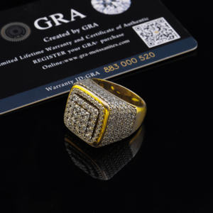 <b>Mens</b> 925 Sterling <b>Silver</b> Moissanite <b>Signet</b> <b>Ring</b> Square Top Iced IGI Certified Hip Hop Luxury Statement Lightweight - Product Image 3