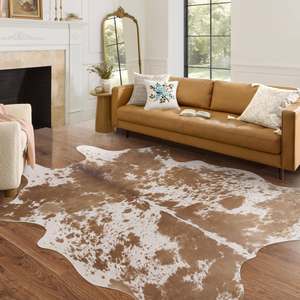 Tapis en cuir de vache véritable, motif naturel, peau de bête, fabriqué au Pakistan, pour salon, décoration de cheminée - Product Image 5