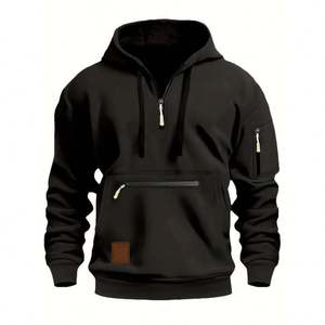 Custom Printed Men's Autumn Half Zip Fleece Pullover Hoodie | Embroidered/Plain Dyed | Oversized Fit Polyester/Cotton - Product Image 2