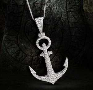 Pendentif Ancre en Argent Sterling 925, Bijou Nautique Hip Hop, Diamant Moissanite, Breloque Ancre Glacée, Cadeau pour Homme Marin Pirate - Product Image 1