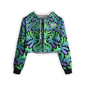 Breathable OEM Logo Print Latest Design Lady Pullover <b>Hoodies</b> Women Long Sleeve Crop Hoodie - Product Image 5