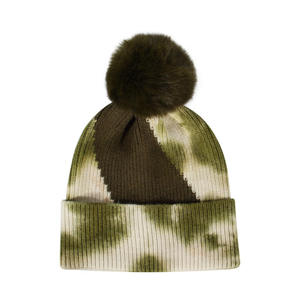 Warm <b>Winter</b> Cuff <b>Hats</b> Design Multicolor Acrylic Knitted Fisherman Beanie Sport Tie Dye Beanie Cap for Women <b>Men</b> - Product Image 2