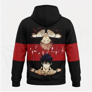 Sudadera con Capucha para Hombre NORTH APPROACH, Diseño Anime, Estampado Negro y Rojo, con Bolsillo, Estilo Casual, Corte Regular, Estilo Otoñal - Product Image 2