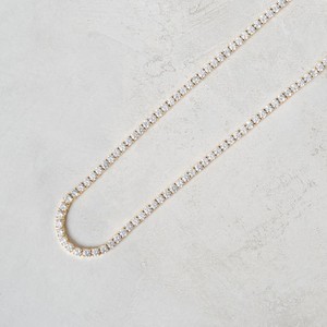 925 Sterling <b>Silver</b> Round Cut Moissanite Tennis Necklace 14K Yellow Gold Plated Luxury Diamond <b>Choker</b> for Women - Product Image 3