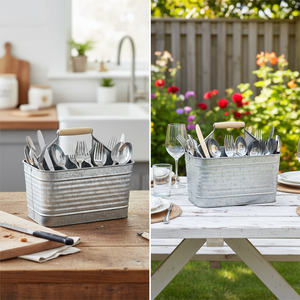 Recipiente Multiusos Resistente de Metal Galvanizado, Color Gris - Product Image 5