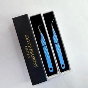 Pince à épiler pour cils GETUP BROSONS en acier inoxydable, courbure à 90 degrés, pointe lisse, outil de précision, emballage en boîte - Product Image 5