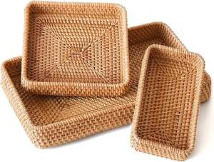 Plateau en osier artisanal, plateau en rotin de qualité export, plateau en osier en gros, fournisseur de plateaux en rotin en vrac, plateau avec logo personnalisé - Product Image 2