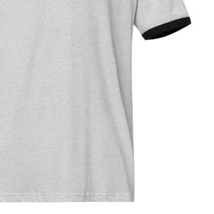 Camiseta Unisex Ringer Gris Jaspeado con Ribete en Contraste, Cuello Redondo, Informal, para Uso Diario, Suave, Cómoda, Estilo Retro, a la Moda - Product Image 6