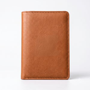 Porta Pasaportes de Cuero Genuino, Diseño Minimalista, 7 Pulgadas, Color Marrón, Cartera de Viaje sin Cierre - Product Image 1