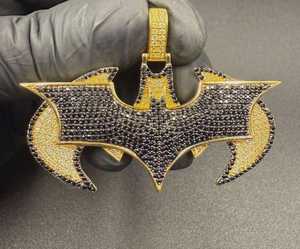 Pendentif Batman style Hip Hop en argent 925, serti de diamants colorés et de moissanite, pour homme, bijoux fins - Product Image 1