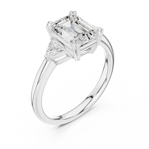 Bague de fiançailles de luxe vintage en argent sterling avec diamant de laboratoire taille émeraude pour femme - Product Image 3