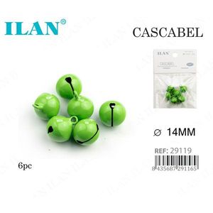 ILAN Cascabel Campanelle Verdi 14mm 6 Pezzi per Artigianato e Decorazione - Product Image 1