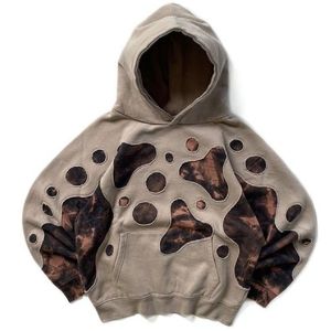 Sudadera con Capucha Oversize para Hombre al por Mayor OEM, Diseño de Manga Murciélago con Retazos y Recortes, Transpirable, de Algodón Tejido, Estilo Otoñal - Product Image 1