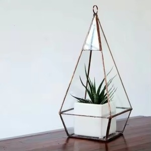 Unique Display Metal Terrarium Glass Planter Elegant Indoor Plant Holder Geometric Home Accent - Product Image 1