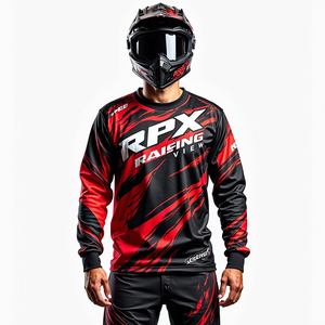 Maillot de moto à manches longues pour homme RPX, sublimé, séchage rapide, chemise de course noire et rouge à motifs, vêtements de sport de motocross - Product Image 1