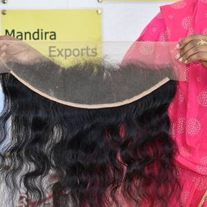 Naturel Aucune Vierge Vendeur Noir Couleur Crépus Ondulés Transparent HD Lace Frontal Raw Indian Fabrication Temple Cheveux Humains - Product Image 5