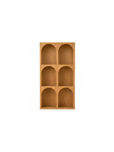 Librería Japonesa Moderna de Madera con 6 Compartimentos Arqueados, Diseño Minimalista Independiente para Sala de Estar, Oficina en Casa, Almacenamiento - Product Image 1