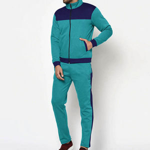 Mens Teal <b>Navy</b> Hooded Casual Tracksuit Set Full Zip Jacket and Slim Fit Jogger Pants Athletic Training Sportswear Custom Set - Product Image 1