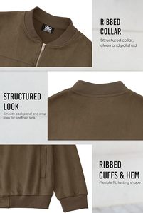 Men’s Bomber Jacket Faux Suede Midweight Casual Full-Zip Flight <b>Coat</b> - Product Image 5