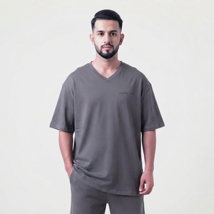 T-shirt Homme en Coton Uni de Haute Qualité, Grammage Lourd, Coupe Oversize, Personnalisable par Impression et Broderie, T-shirt Élégant Gris Anthracite - Product Image 6