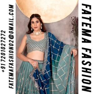 Conjunto de Vestido de Novia Estilo Indio-Pakistaní en Georgette Sintética, con Bordado Elaborado, Sin Coser, Personalizable - Product Image 2