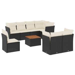 Conjunto de Sofás de Jardín en Negro y Marrón con Colección de Muebles Elegantes para Exteriores en Blanco Crema - Product Image 2