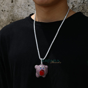 Colgante de Dibujos Animados Kirbo, Chapado en Oro de 18K, Plata 925, Diamante Cultivado en Laboratorio, Diamante de Imitación, Joyería de Regalo Unisex - Product Image 5