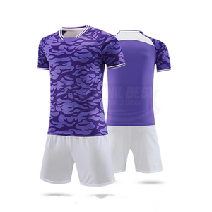 Ensemble de maillot de football camouflage bleu personnalisé pour homme, col en V, manches courtes, polyester respirant, coupe athlétique toutes saisons - Product Image 4