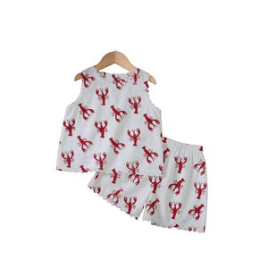 Conjunto de Ropa de Verano para Bebés Niñas en Oferta: Top sin Mangas con Cuello de Encaje y Pantalones Cortos - Product Image 4