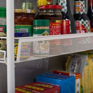 Ivory White Four-Layer Storage Cart with Removable Honeycomb Mesh Style Practical and Stylish Organizer - Product Image 2