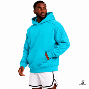 Mens Aqua <b>Hoodie</b> Custom Print Pullover Streetwear OEM Manufacturer Custom Mens Blue Green <b>Fleece</b> <b>Hoodie</b> <b>Oversized</b> Casual Sweatsh - Product Image 4
