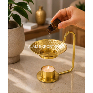 Newest Stylish Lumiere Pine Scented Brass Essential <b>Oil</b> Burner For Home Decorate Daily Use Fragrance <b>Oil</b> Diffuser Iron Burner - Product Image 5