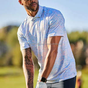 Polo de golf de luxe extensible de haute qualité avec logo personnalisé brodé de grande taille à manches courtes pour hommes - Product Image 4