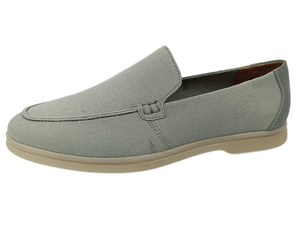 Mocasines de Lona Sin Cordones con Punta Redonda, Entresuela Transpirable de EVA, Suela de Goma, para Todas las Estaciones, Color Gris Claro Sólido - Product Image 2