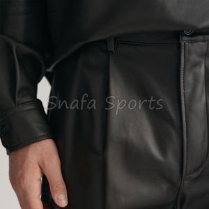 กางเกงขาสั้นหนังแท้คุณภาพสูงสั่งทำพร้อมโลโก้ขายส่งสำหรับผู้ชาย มีกระเป๋า หนังแท้ 100% - Product Image 4