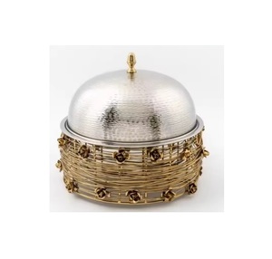Calentador de Alimentos de Lujo de Alta Calidad, 2L, Dorado, de Acero Inoxidable, Redondo, Tipo Chafing Dish, Juego de Vajilla para Buffet, Apto para Congelador - Product Image 1