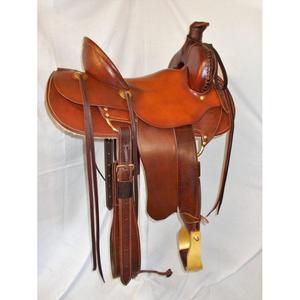 Selle en cuir de stock australien noir avec arbre large en corne