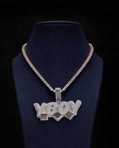จี้ตัวอักษรทองคำ 18K ประดับเพชรโมอิสซาไนต์สำหรับผู้ชาย สร้อยคอฮิปฮอปพร้อมจี้รูปลูกเต๋า ฝังเพชรแบบไมโครเพฟ ทรงกลม เหมาะสำหรับใส่ทุกวัน - Product Image 3