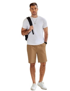 Pantalones Cortos Bermuda de Color Sólido para Hombre, Cintura Media Elástica, Casuales, de Algodón Oxford, Transpirables - Product Image 1