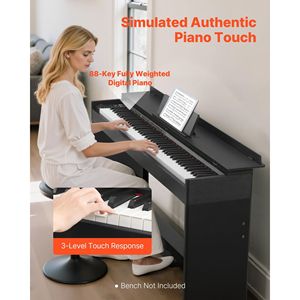 Piano Digital de 88 Teclas Contrapesadas con Teclado Eléctrico, Soporte, Adaptador de Corriente y Pedal Triple - Piano Contrapesado 680 - Product Image 2