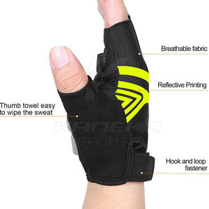 High Quality Leather Half <b>Finger</b> Cycling Gloves Breathable Non-Slip Adjustable Wrist <b>Strap</b> Hook Loop Closure for Long Ride - Product Image 4