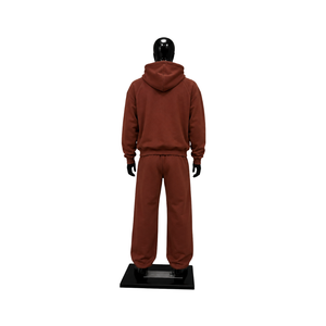 Ensemble de survêtement marron oversize pour homme, streetwear personnalisé, sweat-shirt à capuche et pantalon large à boutons-pression, vente en gros de vêtements de sport C - Product Image 2