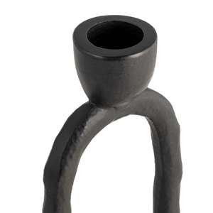 Portavelas Cónico Minimalista Negro Mate, Diseño Geométrico Ovalado Abstracto para Decoración Moderna del Hogar, Estilo Hierro Fundido de Alta Calidad - Product Image 4