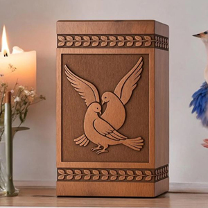Personalized Rosewood Cremation Urn: Dove Silhouette Engraved Memorial by AYAANS - Product Image 1