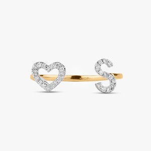 Heart And Initial Open Minimalist Unique Stackable <b>Rings</b> Custom <b>Name</b> Birthday Gift Manufacturer 10k 14k 18k Solid Gold Wholesale - Product Image 1