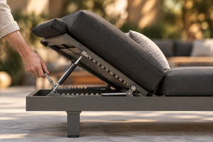 Conjunto de Sofá Seccional Moderno en Forma de L <span class=keywords><strong>para</strong></span> Exteriores, Mesa de Centro con Aspecto de Madera de Teca, Respaldo Ajustable, Sofá de 3 Plazas + Chaise Longue - Product Image 5