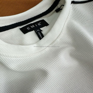 Camiseta de Manga Corta de Estilo Americano para Hombre, Tejida, 100% Algodón Jersey, Holgada, con Patrón de Gofre, Otoño, Juvenil, Ecológica, al por Mayor - Product Image 5