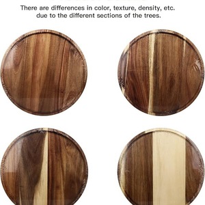 Juego de bandejas redondas de madera con florero de vidrio y vela decorativa |   Bandeja para Mesa de Centro para Decoración del Hogar - Product Image 5