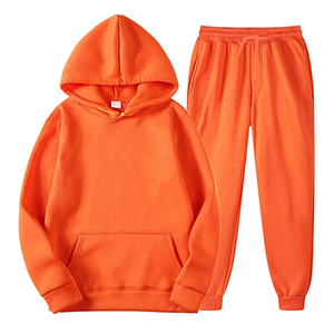 เสื้อสเวตเชิ้ตไหมถักมีฮู้ดสีส้มสำหรับผู้ชาย แขนยาว สีพื้น เนื้อนุ่ม มีกระเป๋าหน้า ใส่สบายๆ ในฤดูใบไม้ร่วง - Product Image 1